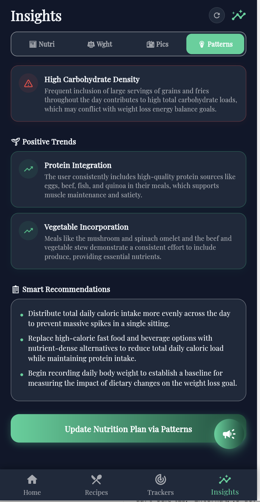 Nutrition Plan Interface